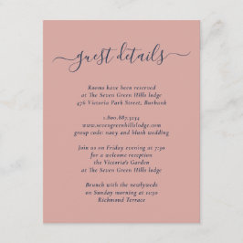 Tarjeta De Recepción Boda Moderna de Azul Marino y Beige