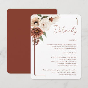 Tarjeta De Recepción Boda moderna de otoño en terracota