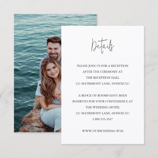 Tarjeta De Recepción Boda moderna en blanco y negro chic (Anverso / Reverso)