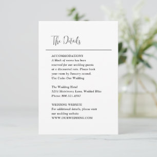 Tarjeta De Recepción Boda moderna en negro y blanco de Grace