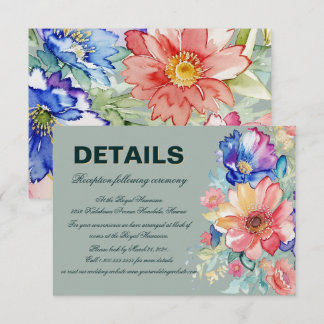 Tarjeta De Recepción Boda moderna floral audaz verde eucalipto