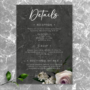 Tarjeta De Recepción Boda moderna floral elegante gris carbón