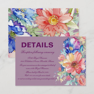 Tarjeta De Recepción Boda Moderna Floral Magenta Negrita