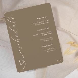 Tarjeta De Recepción Boda Moderna Horario y Detalles Neutro Oscuro