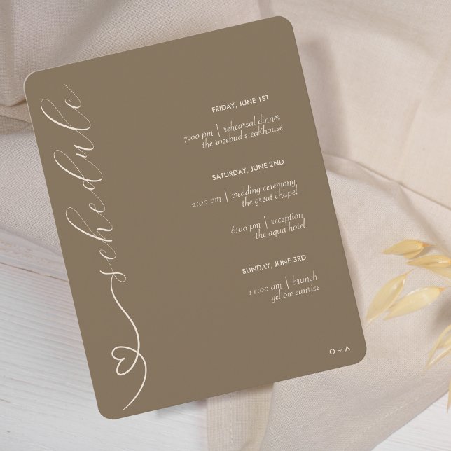 Tarjeta De Recepción Boda Moderna | Horario y Detalles | Neutro Oscuro (Subido por el creador)