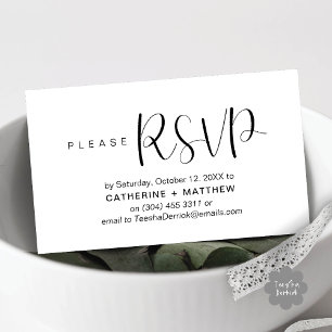 Tarjeta De Recepción Boda moderna invita a recordatorio de RSVP