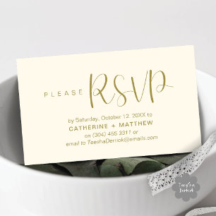 Tarjeta De Recepción Boda moderna invita a recordatorio de RSVP
