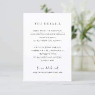Tarjeta De Recepción Boda moderna minimalista