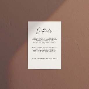 Tarjeta De Recepción Boda Moderna Minimalista con Guión de Crema y Negr