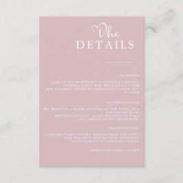 Tarjeta De Recepción Boda moderna simple minimalista rosa polvoriento  