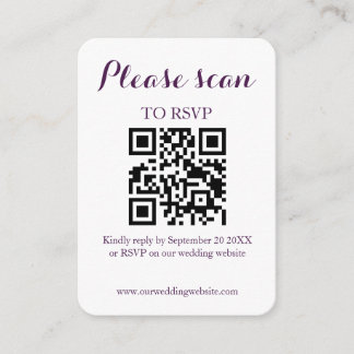 Tarjeta De Recepción Boda Moderna Simple QR Code & RSVP