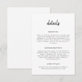 Tarjeta De Recepción Boda Moderna Simple Script en Blanco y Negro