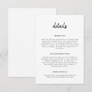 Tarjeta De Recepción Boda Moderna Simple Script en Blanco y Negro