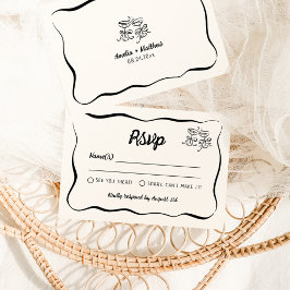 Tarjeta De Recepción Boda moderna y caprichosa de mano RSVP