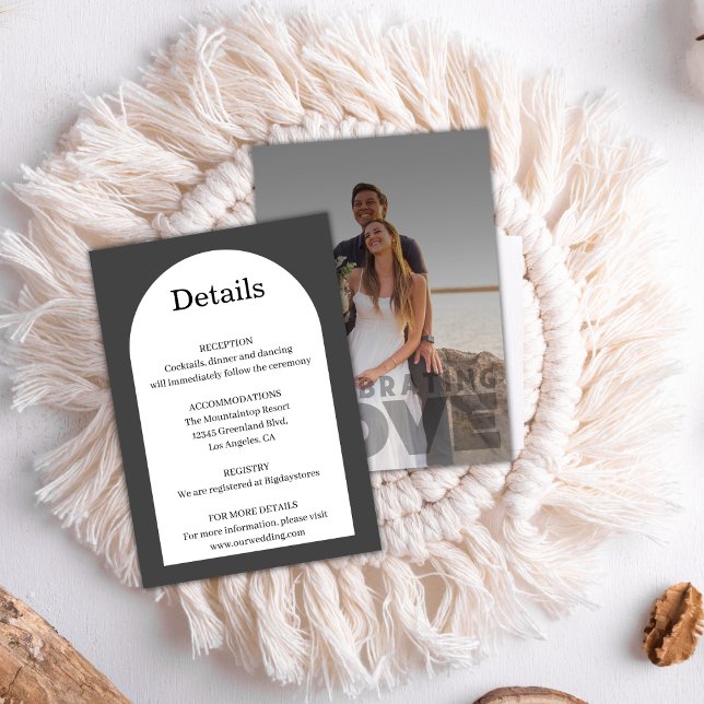 Tarjeta De Recepción Boda Moderna y Elegante con Foto en Blanco y Negro (Subido por el creador)