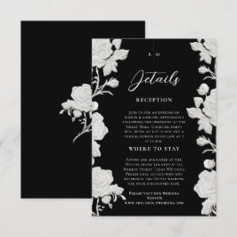 Tarjeta De Recepción Boda moderna y trendy de rosa blanca y negra