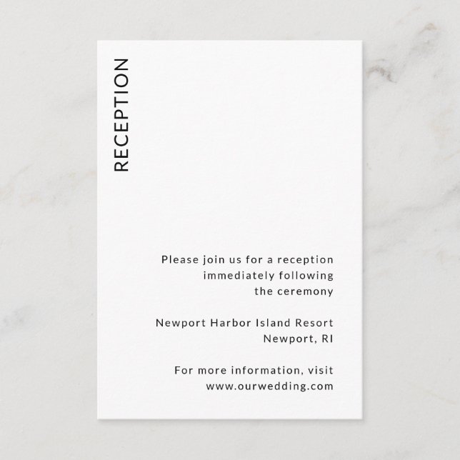 Tarjeta De Recepción Boda moderno (Anverso)