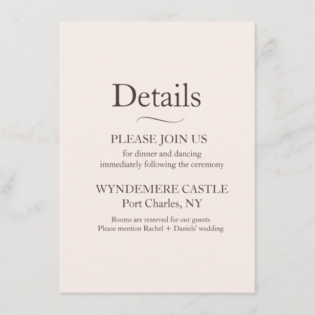 Tarjeta De Recepción Boda moderno (Anverso)