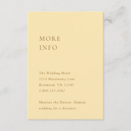 Tarjeta De Recepción Boda moderno amarillo de mantequilla minimalista