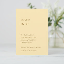 Tarjeta De Recepción Boda moderno amarillo de mantequilla minimalista