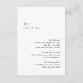 Tarjeta De Recepción Boda moderno blanco y negro limpio