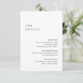 Tarjeta De Recepción Boda moderno blanco y negro limpio