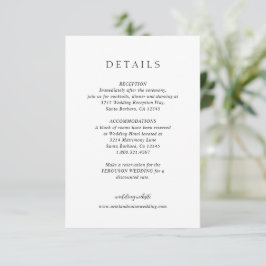 Tarjeta De Recepción Boda moderno blanco y negro limpio