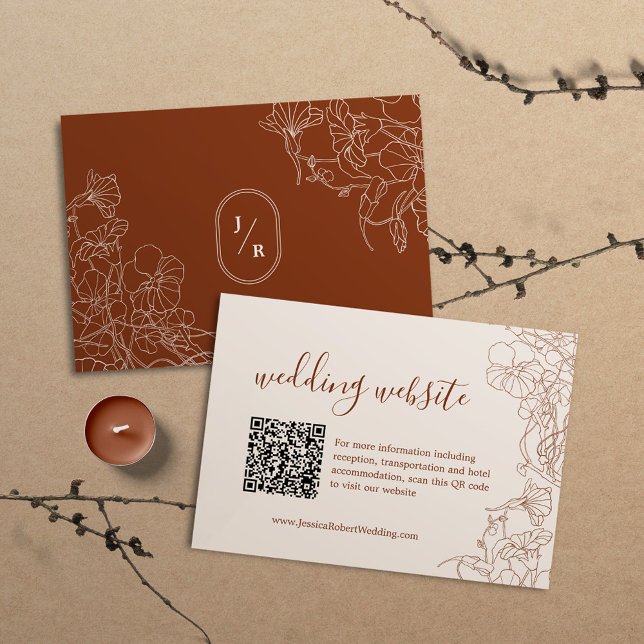 Tarjeta De Recepción Boda moderno Boho Terracotta Detalles Código QR (Subido por el creador)
