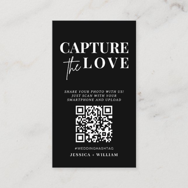 Tarjeta De Recepción Boda moderno captura el código Qr del amor (Anverso)