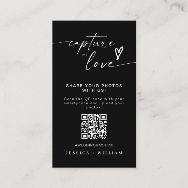 Tarjeta De Recepción Boda moderno captura el código Qr del amor (Anverso)