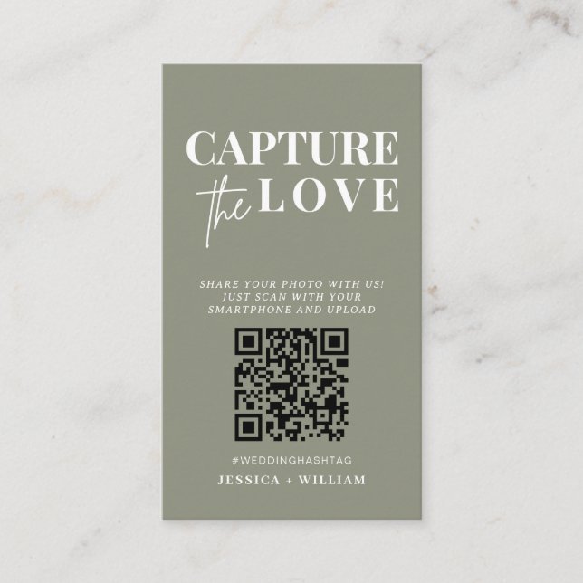 Tarjeta De Recepción Boda moderno captura el código Qr del amor (Anverso)