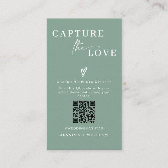 Tarjeta De Recepción Boda moderno captura el código Qr del amor (Anverso)