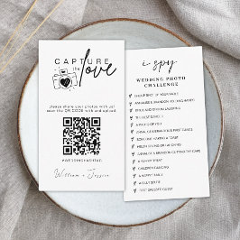 Tarjeta De Recepción Boda moderno captura el código Qr del amor