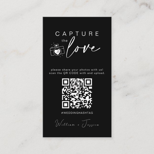 Tarjeta De Recepción Boda moderno captura el código Qr del amor (Anverso)