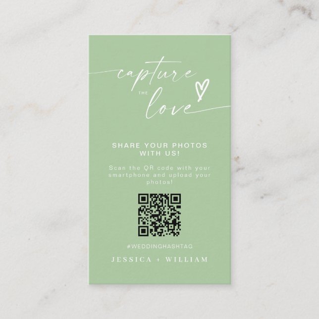 Tarjeta De Recepción Boda moderno captura el código Qr del amor (Anverso)
