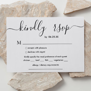 Tarjeta De Recepción Boda Moderno Con Elegante Guión Y Elección De Comi