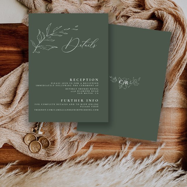 Tarjeta De Recepción Boda moderno de caligrafía verde sabana Minimalist (Subido por el creador)