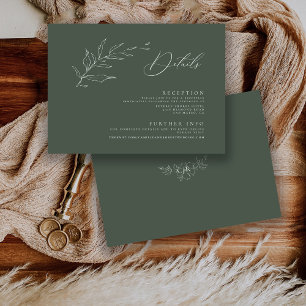 Tarjeta De Recepción Boda moderno de caligrafía verde sabana Minimalist