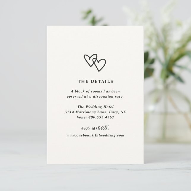 Tarjeta De Recepción Boda moderno de cardíacas dibujadas a mano (Anverso de pie)
