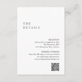 Tarjeta De Recepción Boda moderno de código QR blanco y negro limpio
