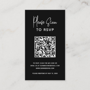 Tarjeta De Recepción Boda moderno de código QR negro minimalista