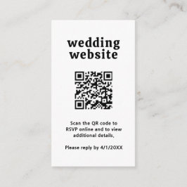 Tarjeta De Recepción Boda moderno de código QR negro y blanco de tipo r
