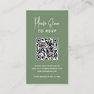 Tarjeta De Recepción Boda moderno de código QR verde de sabio minimalis