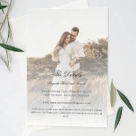 Tarjeta De Recepción Boda moderno de fotografía y superposición