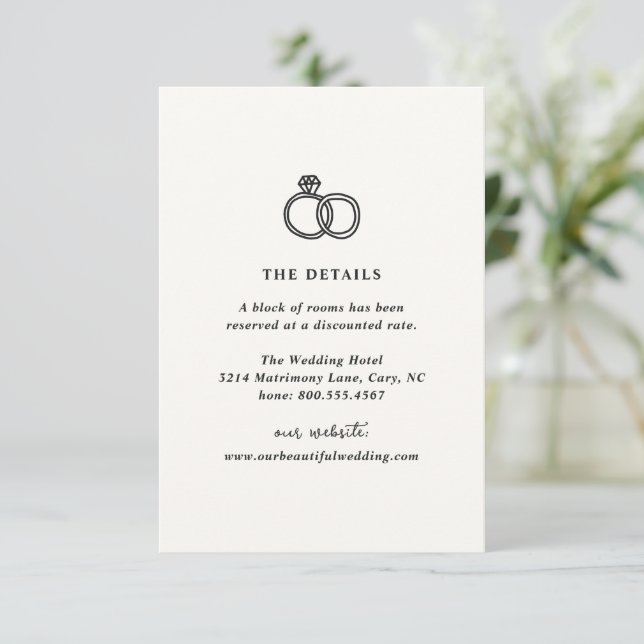 Tarjeta De Recepción Boda moderno de los anillos dibujados a mano (Anverso de pie)
