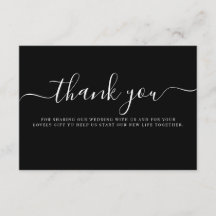 Boda moderno de tipografía blanca negra gracias