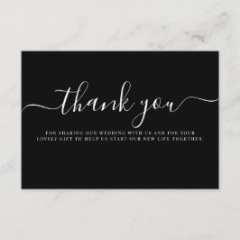 Tarjeta De Recepción Boda moderno de tipografía blanca negra gracias