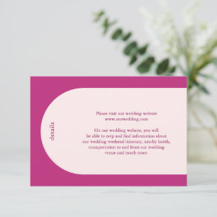 Tarjeta De Recepción Boda moderno del arco rosado de Camila