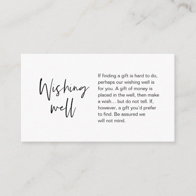 Tarjeta De Recepción Boda moderno deseando lo mejor, regalo de dinero (Anverso)