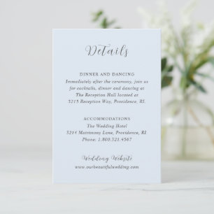 Tarjeta De Recepción Boda moderno estilizado en polvo azul